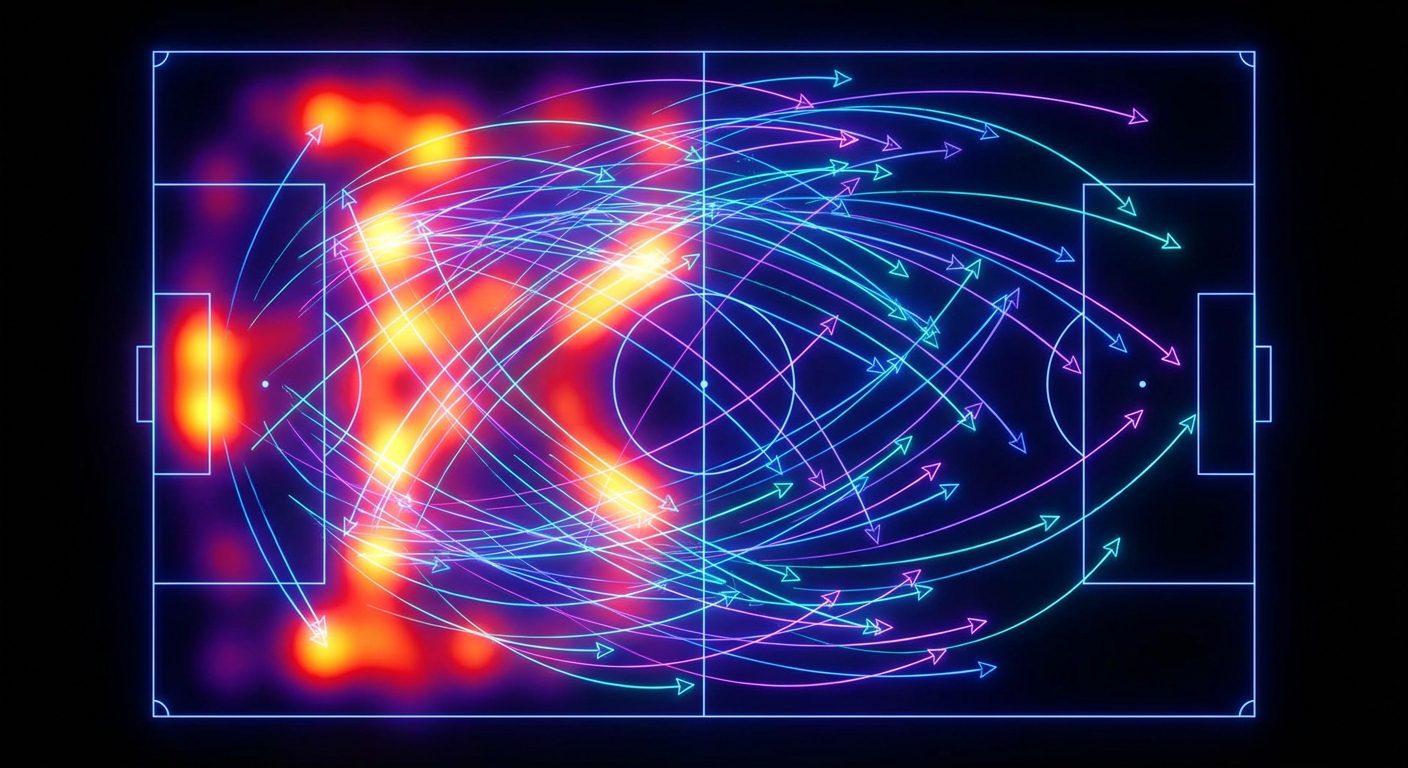 Как делать визуализацию спортивных данных (heatmap, passing map)? Как делать визуализацию спортивных данных (heatmap, passing map)?