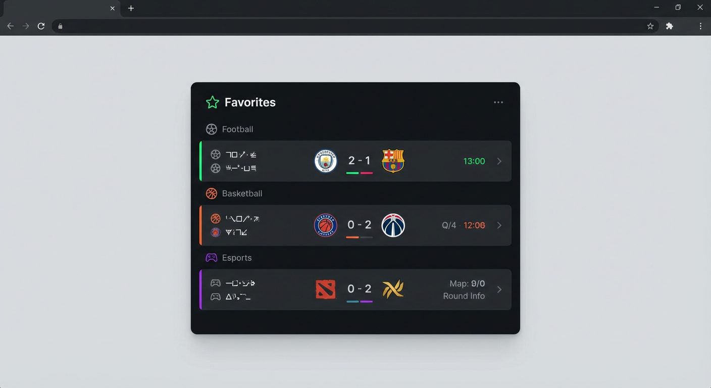 Как сделать виджет для отслеживания избранных матчей?